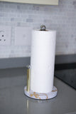 Marble Paper Towel Holder - White & Gold