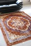 Printed Brown Embossed Carpet Rug