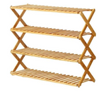 Foldable 4 Tier Wooden shoe rack