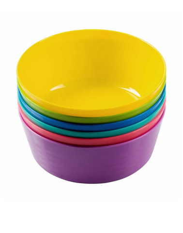 6 Kiddies Plastic Bowls- Rainbow