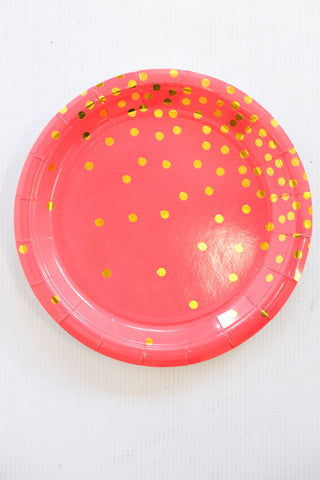 Large Party Plate Set- Coral & Gold