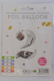 Silver Number 2 Foil Balloon