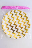 Large Party Plate Set- White & Gold Zigzag