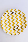 Large Party Plate Set- White & Gold Zigzag
