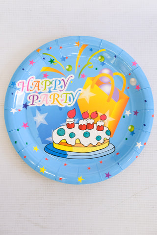 Large Party Plate Set- Blue (Happy Birthday)
