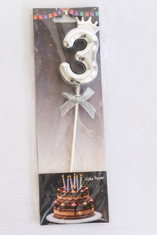 Cake Topper Number 3- Silver