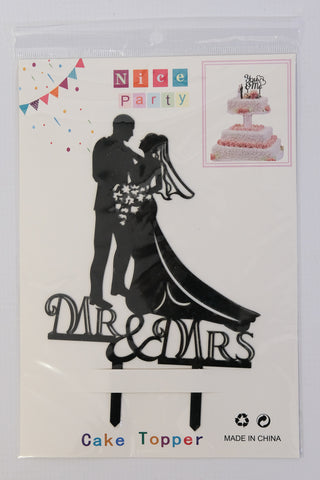 Nice Party Cake Topper - Mr & Mrs Black 2