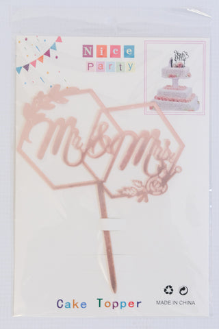 Nice Party Cake Topper - Mr & Mrs Pink 1
