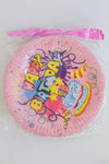 Large Party Plate Set- Pink (Happy Birthday)