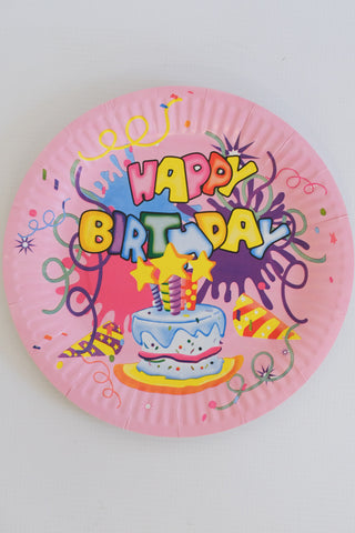 Large Party Plate Set- Pink (Happy Birthday)