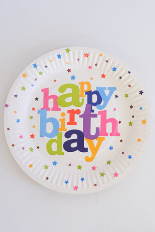 Large Party Plate Set- White (Happy Birthday) 1
