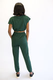 Ladies short sleeve crop set- Green