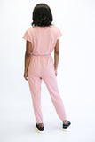 Ladies short sleeve crop set- Pink