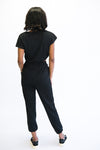 Ladies short sleeve crop set- Black