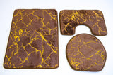 Marble Look Bathroom Mat Set- Brown