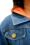 Unisex Denim Jacket- Orange Hood