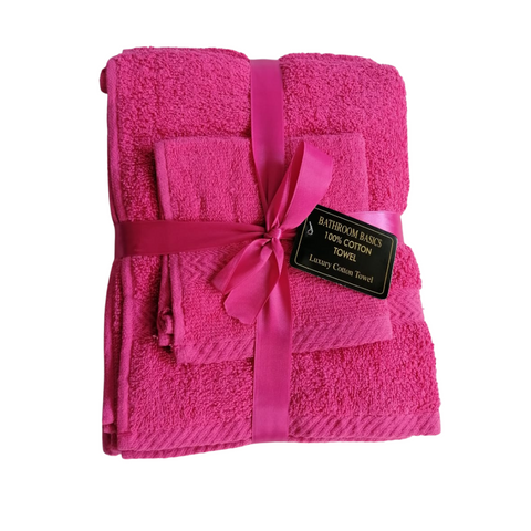 3 Piece Towel Set- Pink