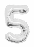 Silver Number 5 Foil Balloon