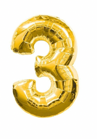 Gold Number 3 Foil Balloon
