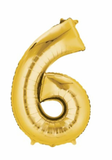 Gold Number 6 Foil Balloon