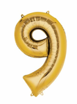 Gold Number 9 Foil Balloon
