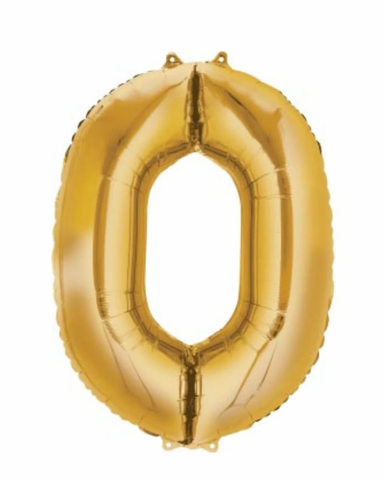 Gold Number 0 Foil Balloon